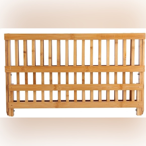 2 Tier Bamboo Dish Drying Rack Collapsible Plate Cutlery Holder Kitchen - Picture 7 of 10